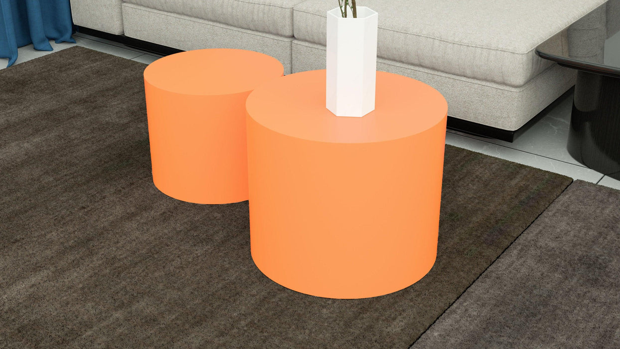 MDF Nesting table Set of 2 Rround Side Table Orange