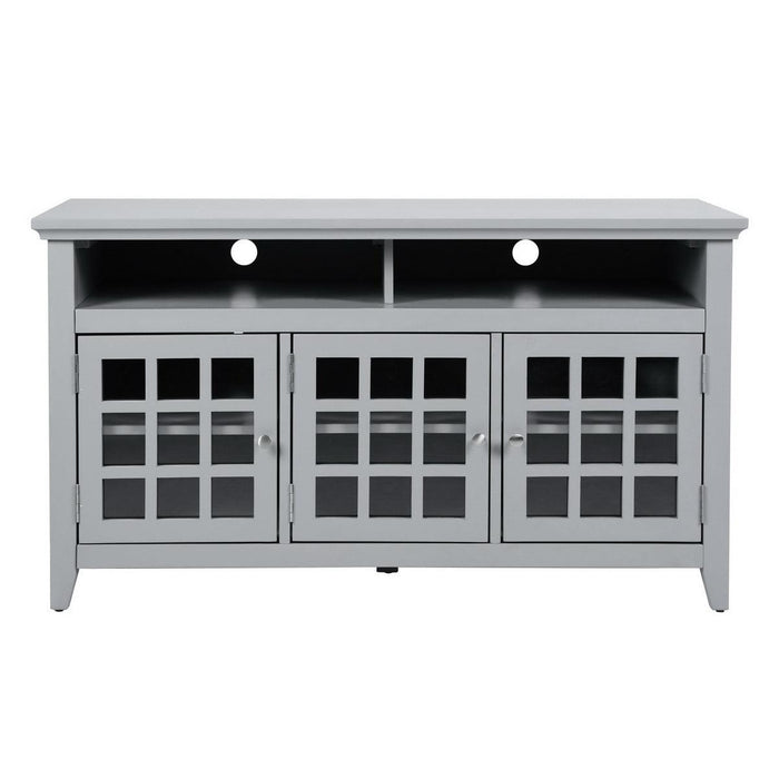 48 INCH TV Stand， TV Stands & Entertainment Centers with 3-Door Cabinet