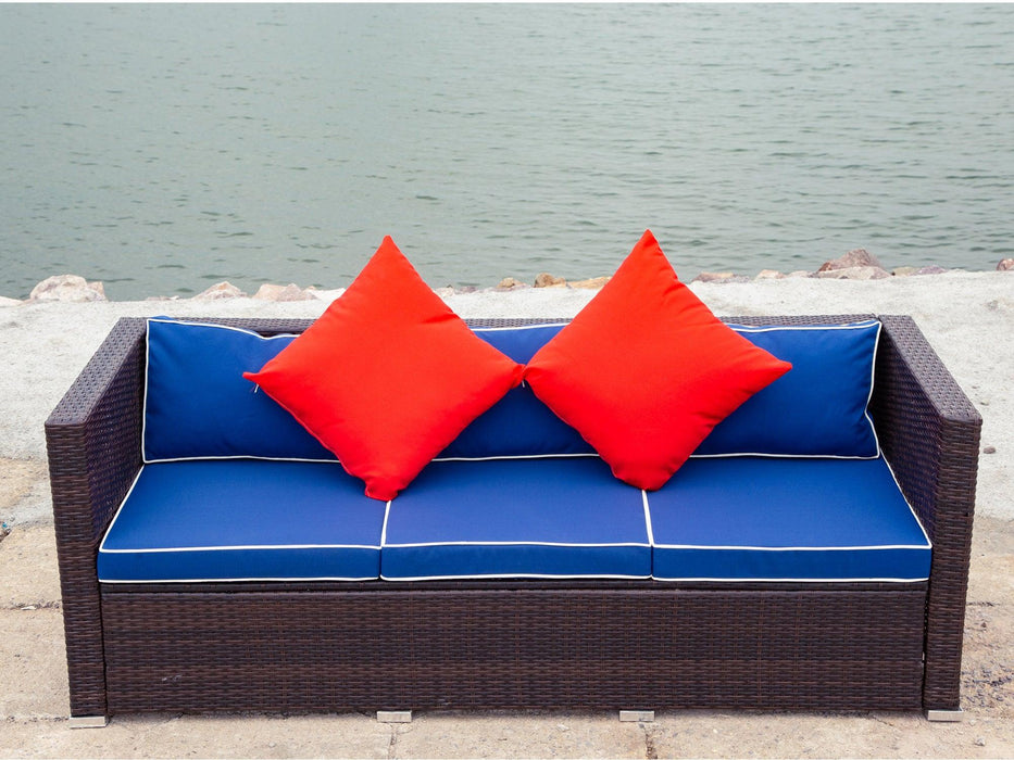 3 Piece Patio Sectional Wicker Rattan Outdoor Furniture Sofa Set