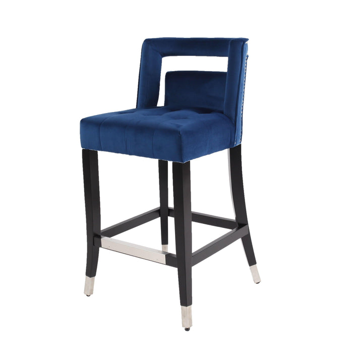 Suede Velvet Barstool with nailheads Living Room Chair 2 pcs Set - 26 inch Seater height