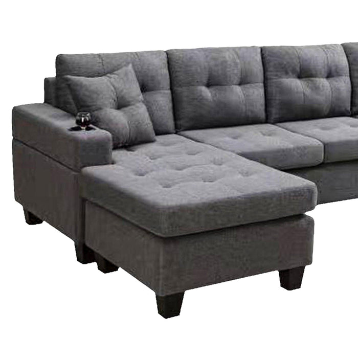 sectional sofa left with footrest, convertible corner sofa with armrestStorage, sectional sofa for living room and apartment, chaise longue left (grey)
