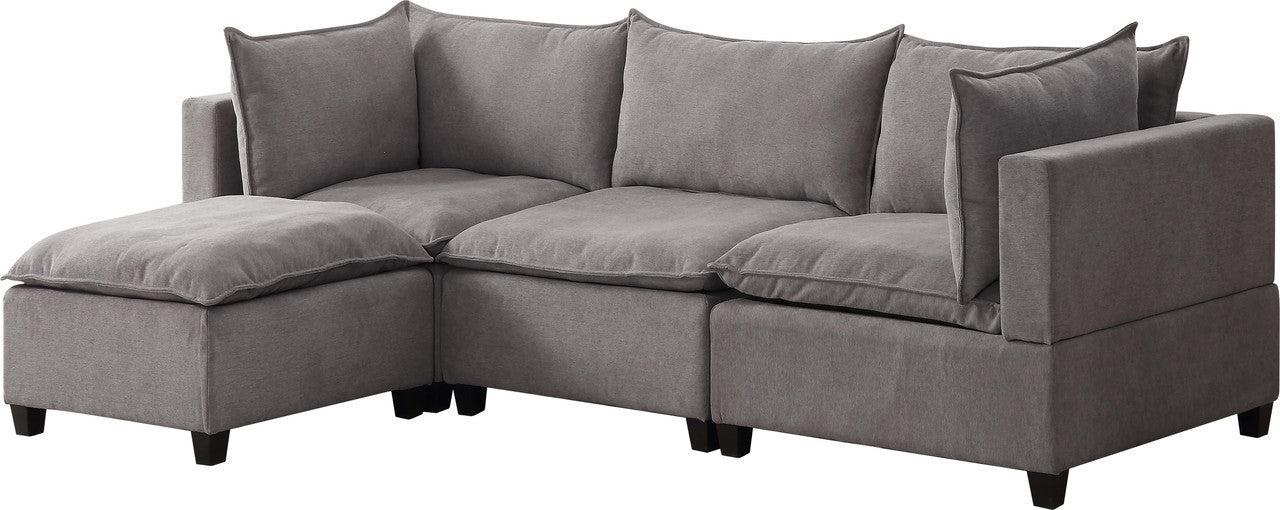 Madison Light Gray Fabric Reversible Sectional Sofa Ottoman
