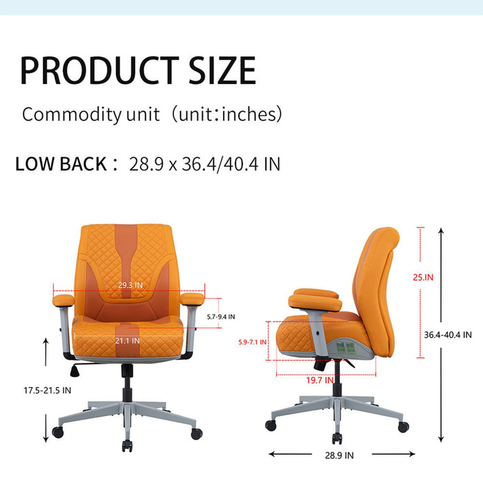 Office Desk Chair, Air Cushion Mid Back Ergonomic Managerial Executive Chairs, Headrest and Lumbar Support Desk Chairs with Wheels and Armrest, Orange/Dark Orange