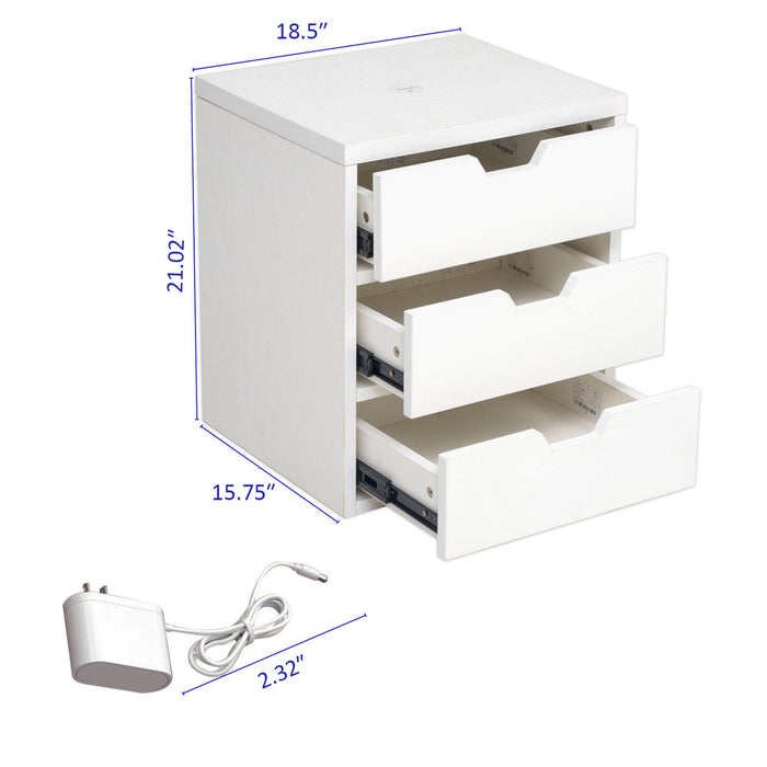Bedside table with wireless charging station, bedside table with lockers andStorage drawers, bedside table sofa coffee table, white