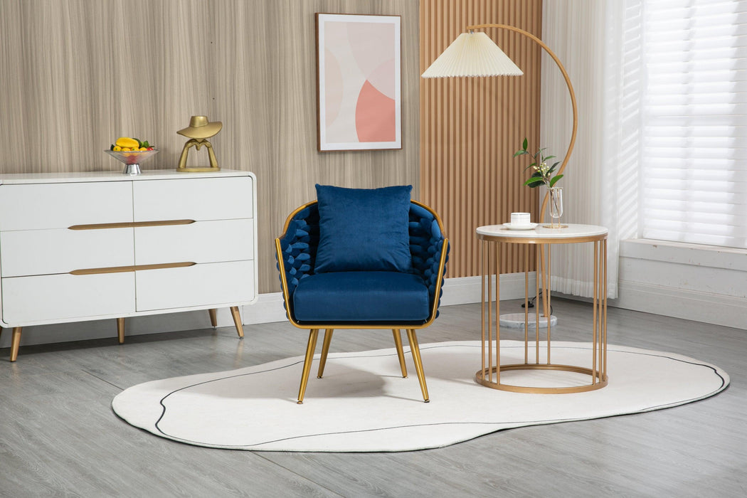 Velvet Accent ChairModern Upholstered Armchair Tufted Chair with Metal Frame, Single Leisure Chairs  for Living Room Bedroom Office Balcony