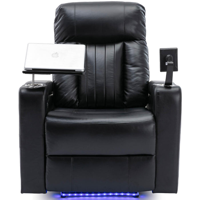 Premium Power Recliner withStorage Arms, Cupholders, Swivel Tray Table and Cell Phone Stand,Black