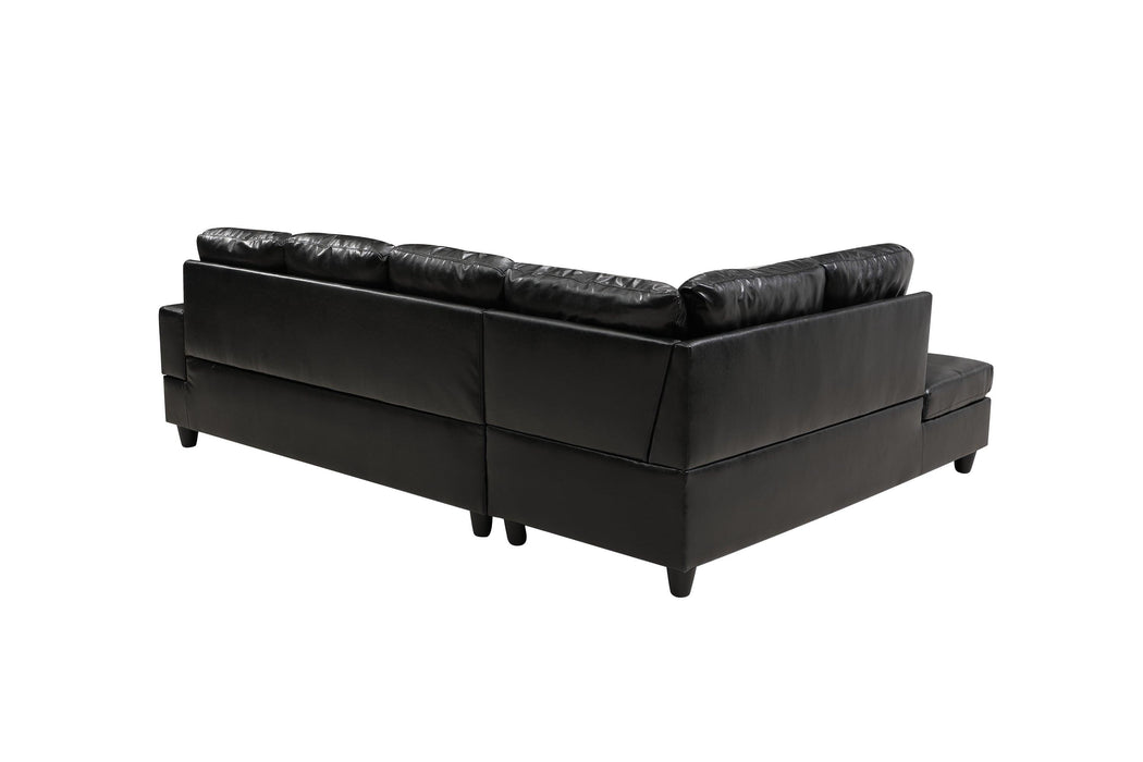 3 Piece Modular Sofa Set, (Black) Faux Leather Right Side Lounger with FreeStorage Footrest