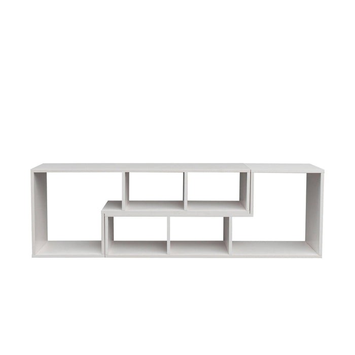 Double L-Shaped TV Stand，Display Shelf ，Bookcase for Home Furniture,White