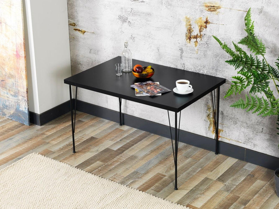 Furnish Home Store Soler 4 Metal Legs 47" Wooden Top Writing and Computer  Desk for Home Office, Black
