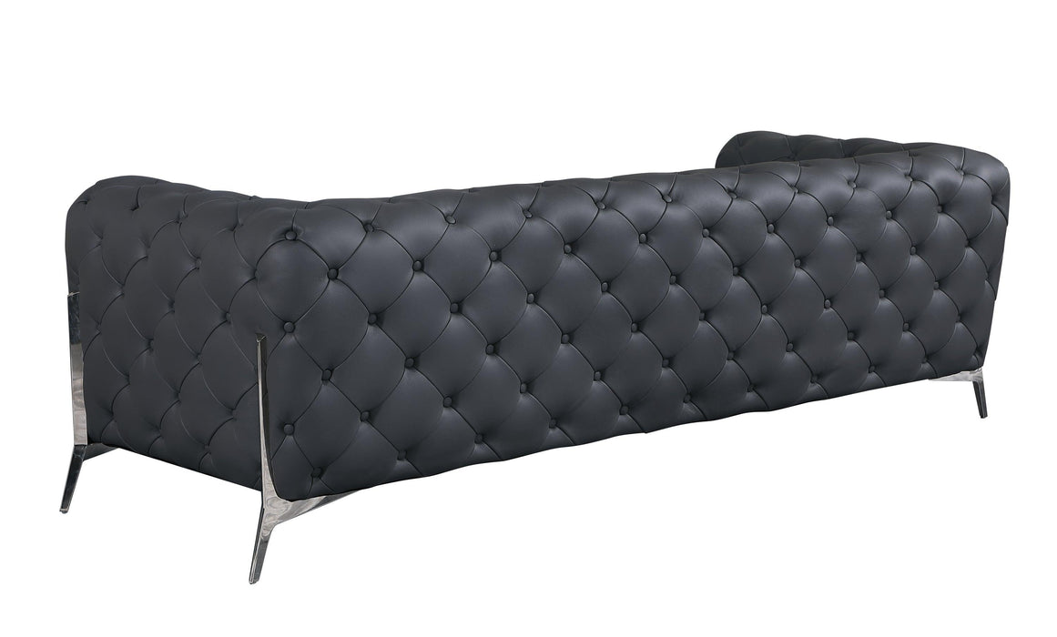 Global United Transitional 100% Top Grain Italian Leather Upholstered Sofa