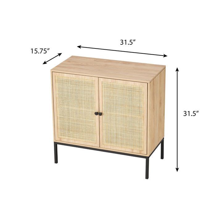 Rolland B Console Table  Side Table with Rattan Doors