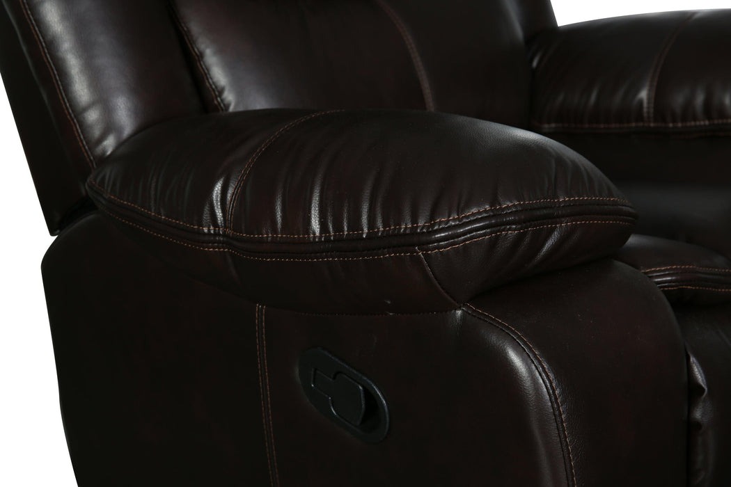 Global United Transitional Leather-Air Reclining Sofa