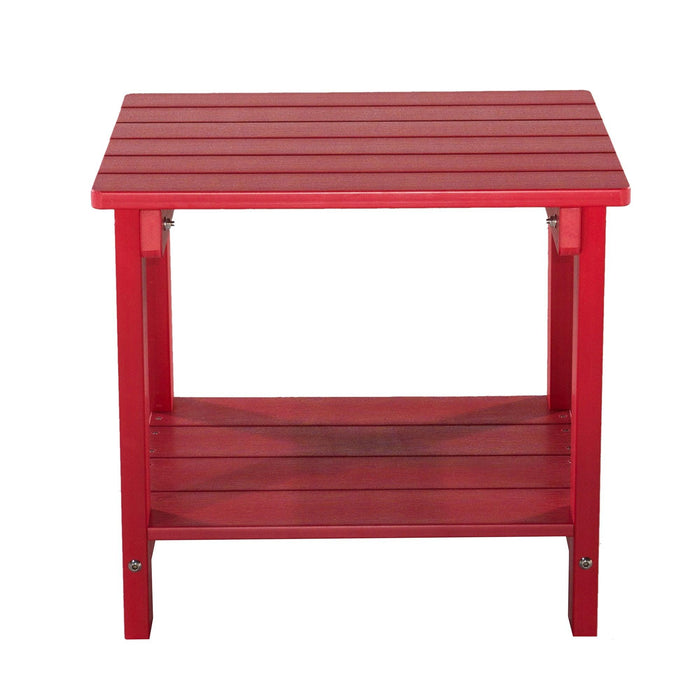 Key West Weather Resistant Outdoor Indoor Plastic Wood End Table, Patio Rectangular Side table, Small table for Deck, Backyards, Lawns, Poolside, and Beaches, Red
