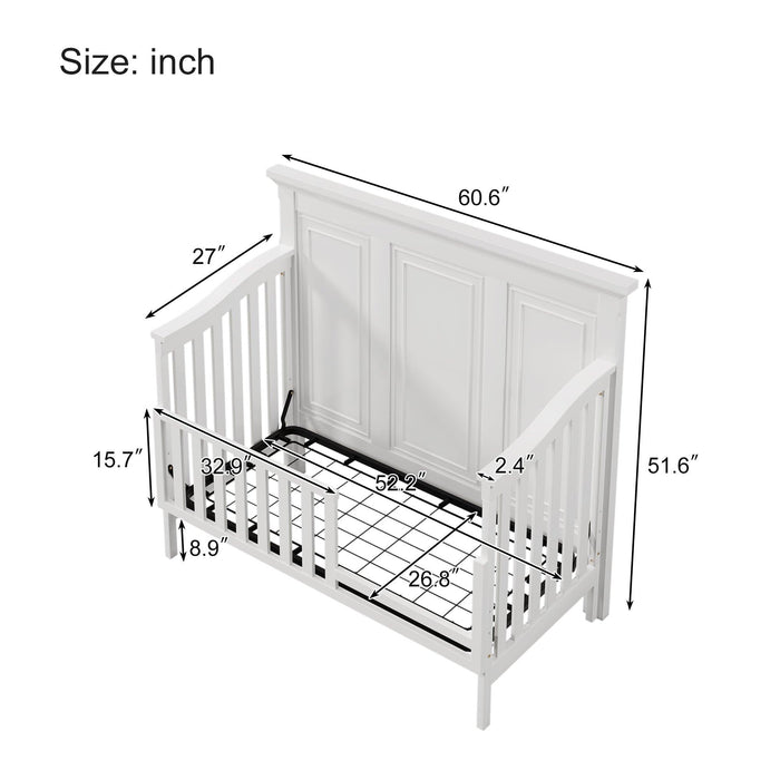 Toddler Bed Safety Guard Rails for Convertible Crib,White