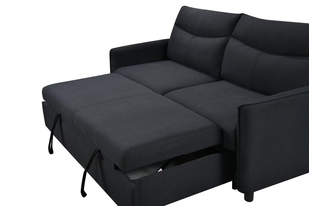 3 in 1 Convertible Sleeper Sofa Bed,Modern Fabric Loveseat Futon Sofa Couch w/Pullout Bed, Small Love Seat Lounge Sofa w/Reclining Backrest, Furniture for Living Room, Black