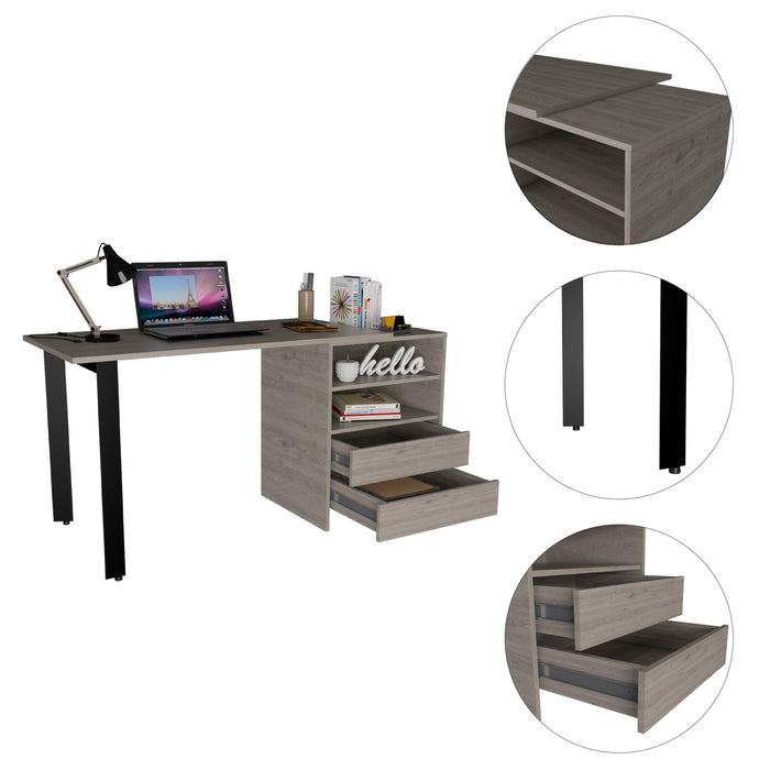 Kirsage 2-Drawer 2-Shelf Writing Desk Light Gray