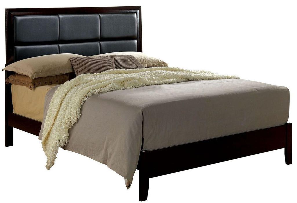 Espresso Color Queen Size bed Leatherette Padded Headboard 1pc Bed Contemporary Bedroom Furniture