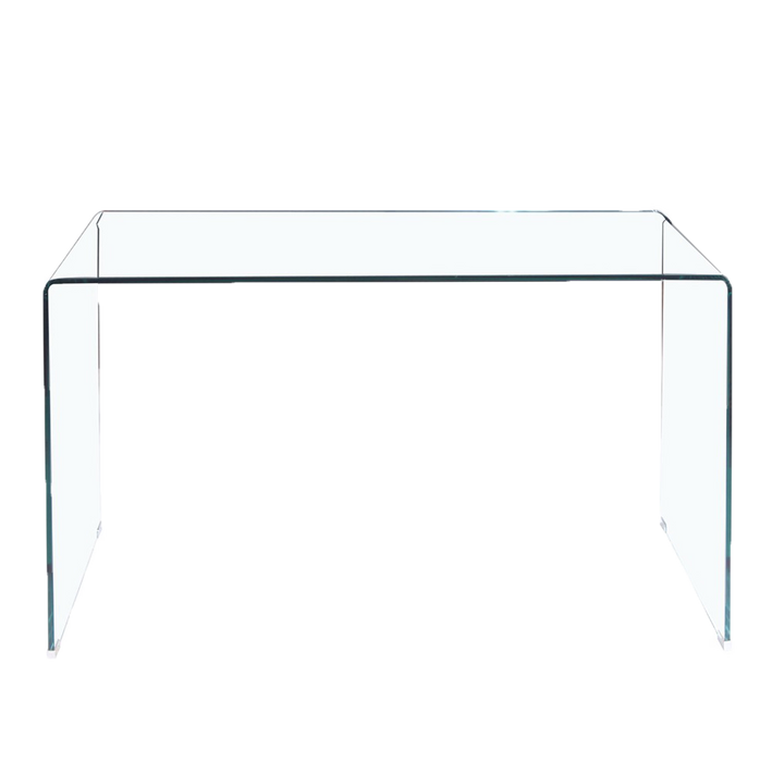 Glass Console Table, Transparent Tempered  Glass Console Table with Rounded Edges Desks, Sofa Table