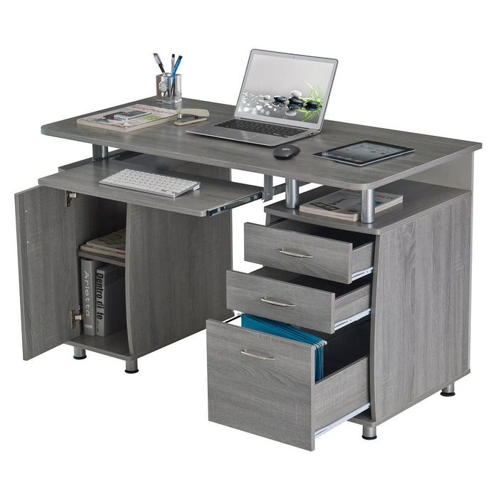 Techni Mobili Complete Workstation Computer Desk withStorage, Grey