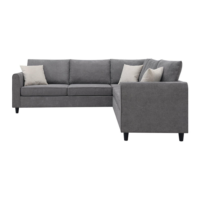 91*91"Modern Upholstered Living Room Sectional Sofa, L Shape Furniture Couch with 3 Pillows