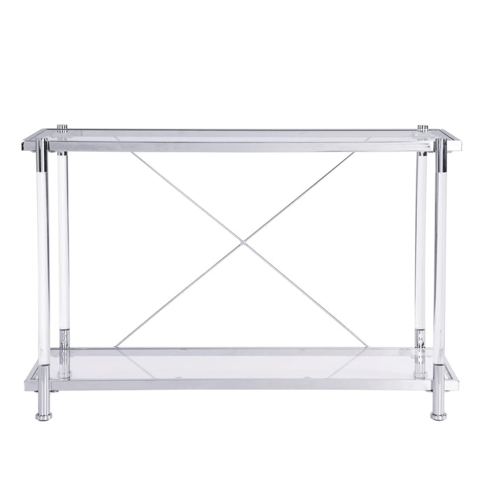 Acrylic Glass Side Table,Chrome Sofa Table,  Console Table for Living Room& Bedroom