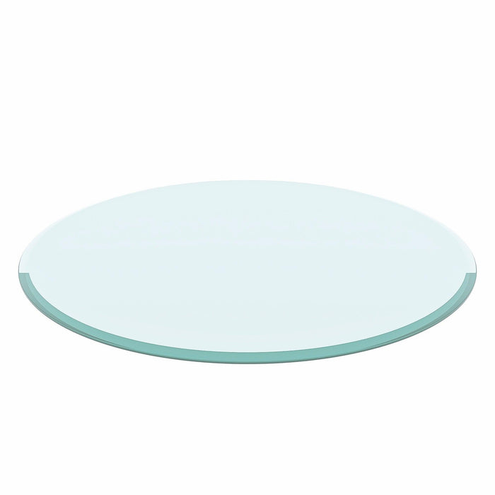 24" Inch Round Tempered Glass Table Top Clear Glass 1/2" Inch Thick Beveled Polished Edge