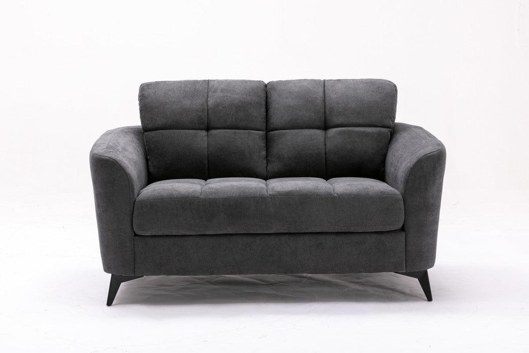 Callie Gray Velvet Fabric Sofa Loveseat Living Room Set