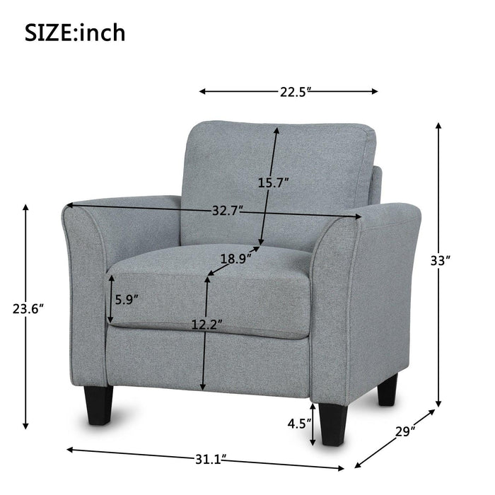 Living Room Furniture Armrest Single Sofa (Gray)