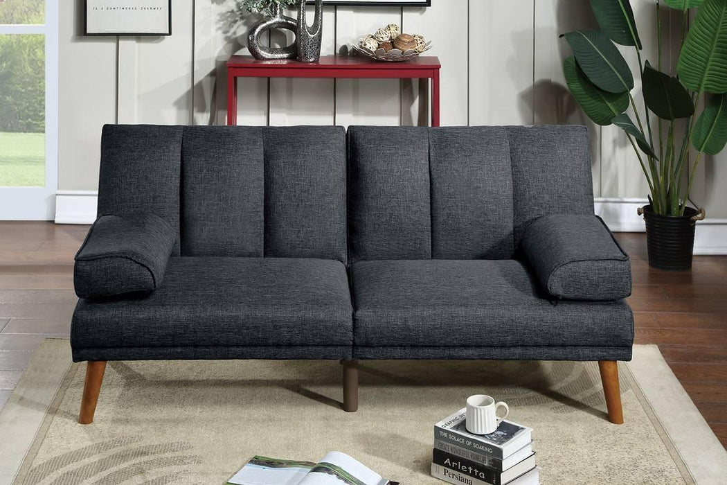 Blue Grey Polyfiber Adjustable Sofa Living Room Furniture Solid wood Legs Plush Couch
