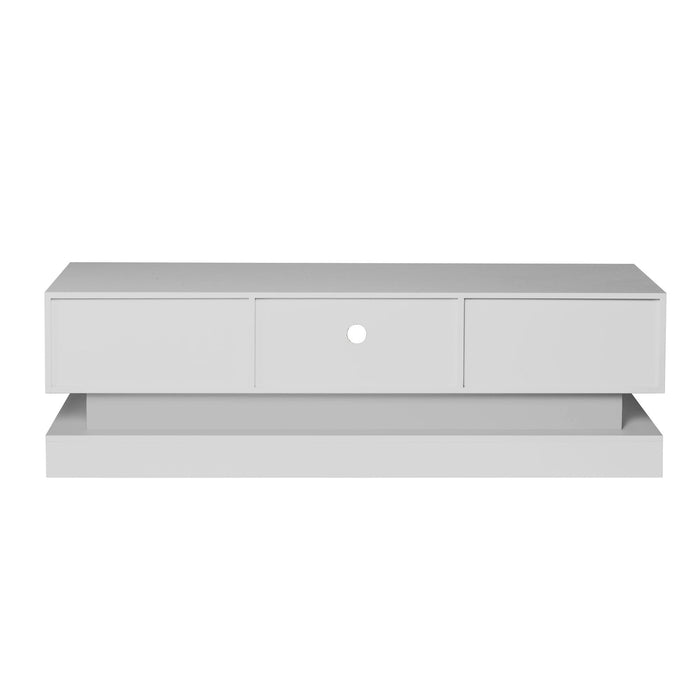 63inch  WHITE morden TV Stand with LED Lights,high glossy front TV Cabinet,can be assembled in Lounge Room, Living Room or Bedroom,color:WHITE