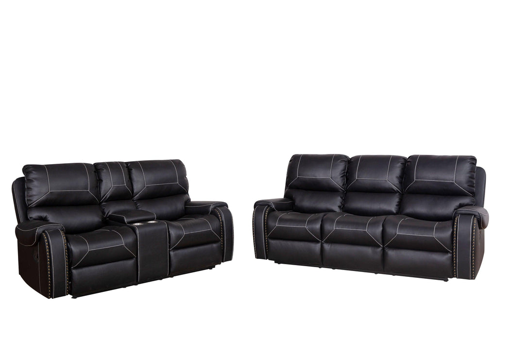 Faux Leather Reclining Sofa Couch Set 1+2+3 for Living Room Black