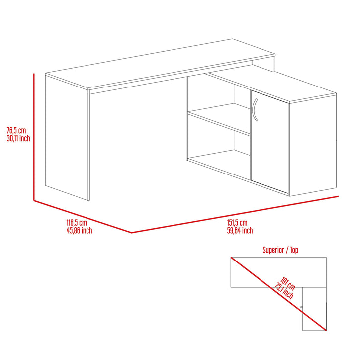 Lyncliff 1-Drawer 2-Shelf L-Shaped Office Desk White