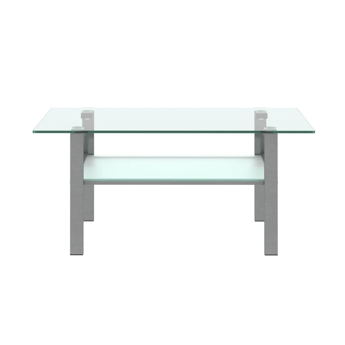 Transparent glass grey coffee table,Modern simple, living room coffee table, side center table