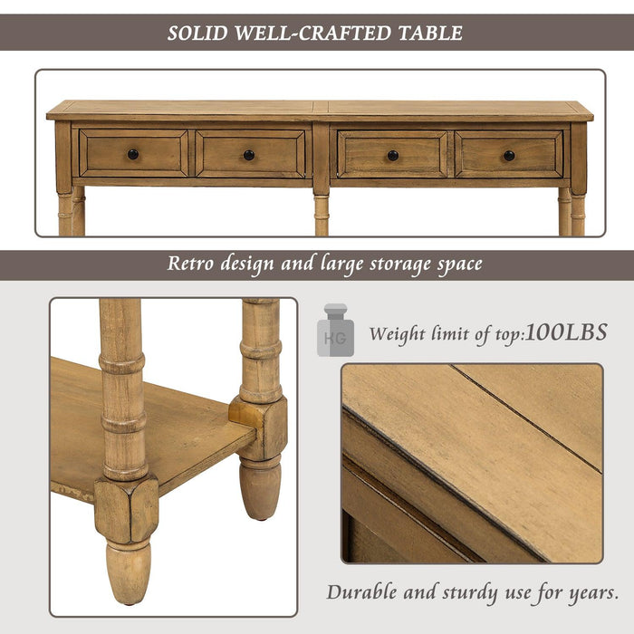 Console Table Sofa Table Easy Assembly with TwoStorage Drawers and Bottom Shelf for Living Room, Entryway (Old Pine)