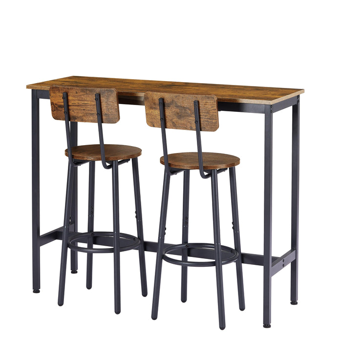 Bar Table Set with 2 Bar stools (Rustic Brown,43.31’’w x 15.75’’d x 35.43’’h)