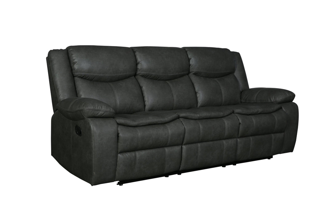 Global United Transitional Leather-Air Reclining Sofa