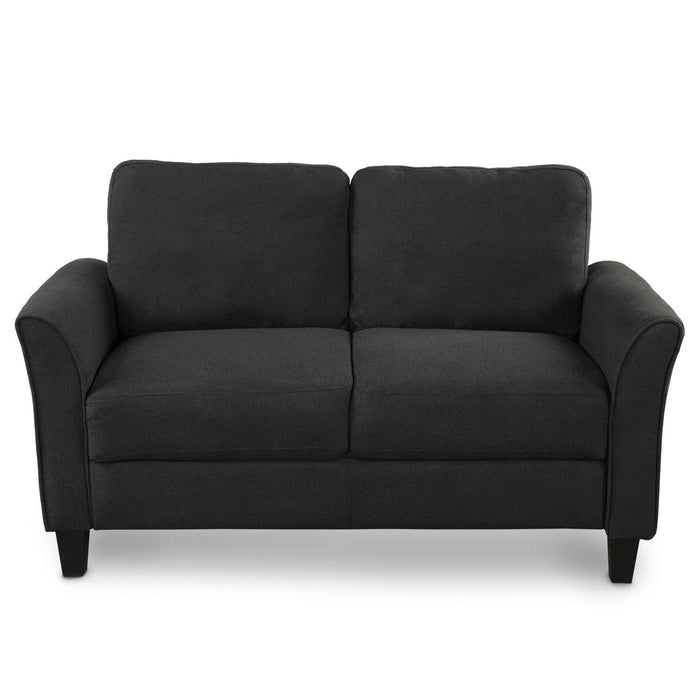 Living Room Furniture Armrest Single chair and Loveseat Sofa (Black)