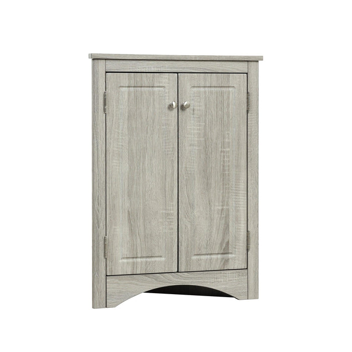 Oak Triangle BathroomStorage Cabinet with Adjustable Shelves, Freestanding Floor Cabinet for Home Kitchen