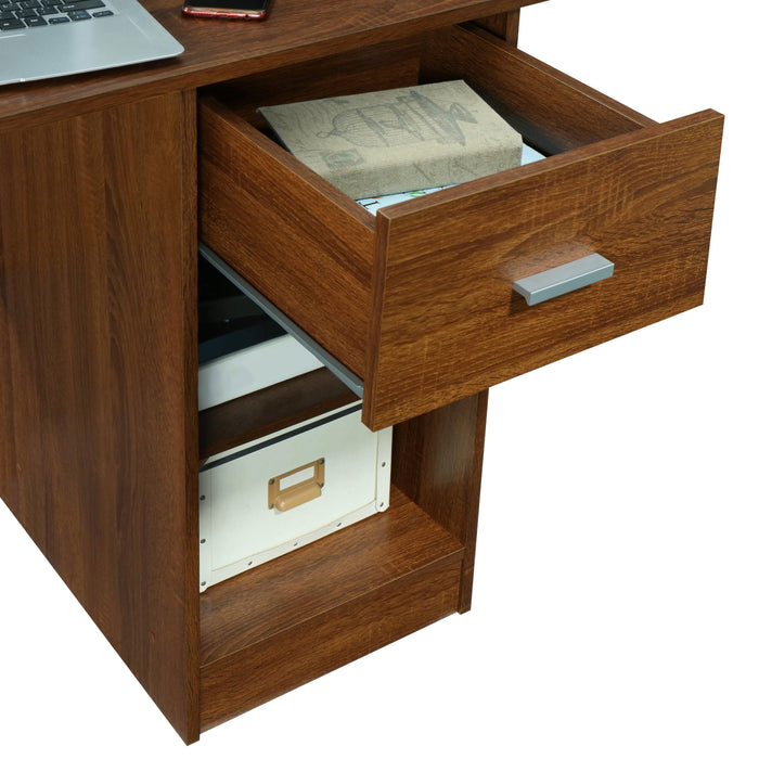 Techni MobiliModern Office Desk with Hutch, Oak