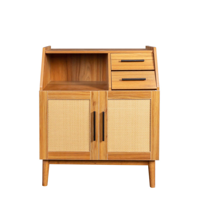 Farmhouse Sideboard Buffet AccentStorage Cabinet, with Rattan Doors and drawers, for Hallway, Entryway, Dining Room, or Living Room