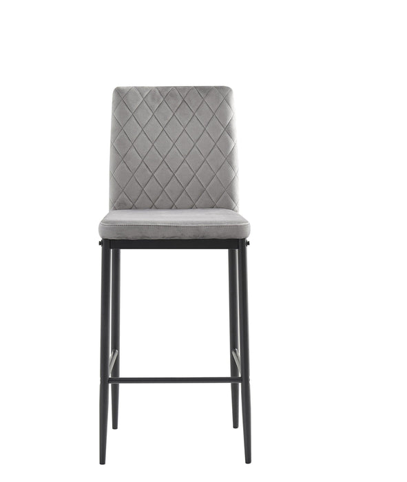 light gray bar stool, velvet stool,Modern bar chair, bar stool with metal legs, kitchen stool, dining chair, 2-piece set