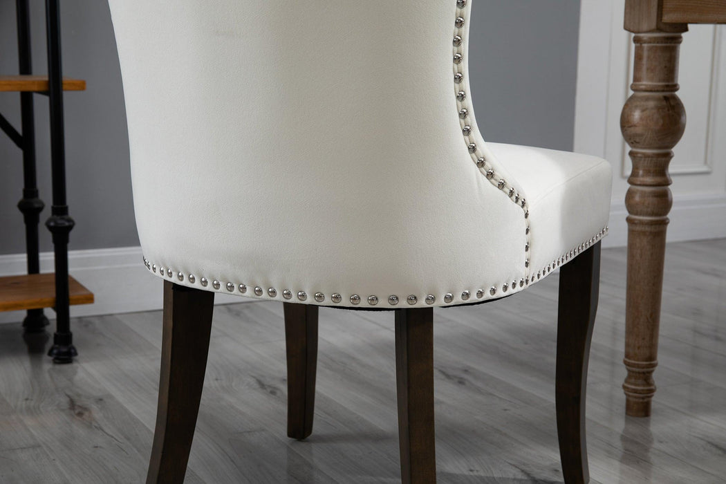 Dining Chair Tufted Armless Chair Upholstered Accent Chair,Set of 2 (Cream)