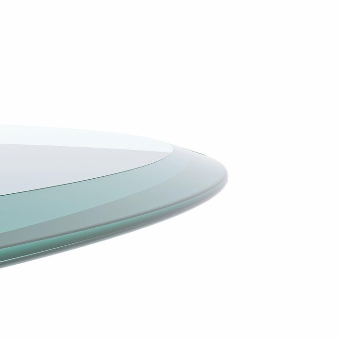 24" Inch Round Tempered Glass Table Top Clear Glass 3/8’’ Inch Thick Beveled Polished Edge