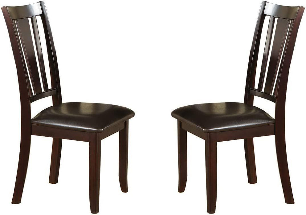 Simple Contemporary Set of 2 Side Chairs Brown Finish Dining Seating Cushion Chair Unique Design Kitchen Dining Room Faux Leather Seat