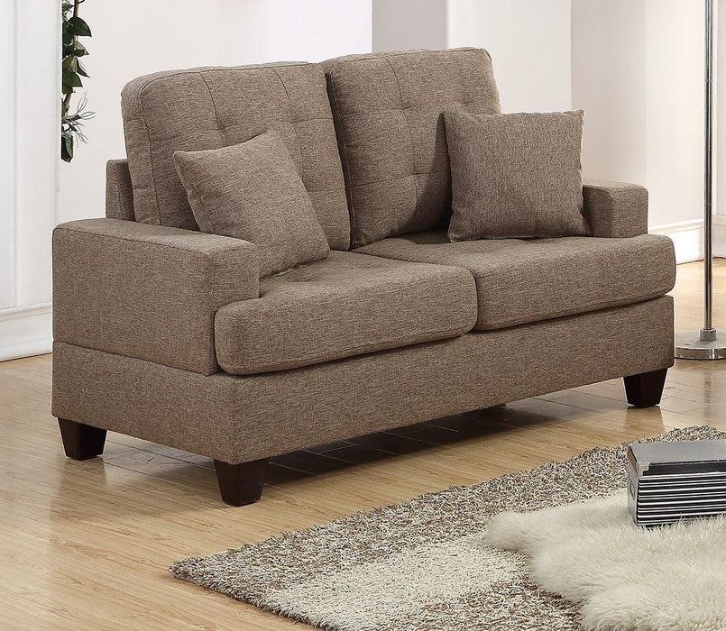 Living Room Furniture 2pc Sofa Set Coffee Polyfiber Tufted Sofa Loveseat w Pillows Cushion Couch Plywood base