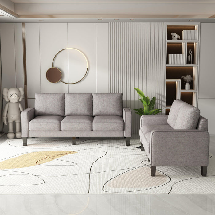 Modern Living Room Furniture Sofa in Light Grey Fabric 2+3 Seat