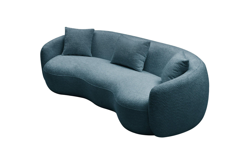 Modern Curved Sofa,  Boucle Fabric Couch for Bedroom, Office, Apartment，Blue