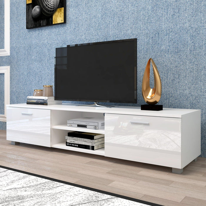 White TV Stand for 70 Inch TV Stands, Media Console Entertainment Center Television Table, 2Storage Cabinet with Open Shelves for Living Room Bedroom