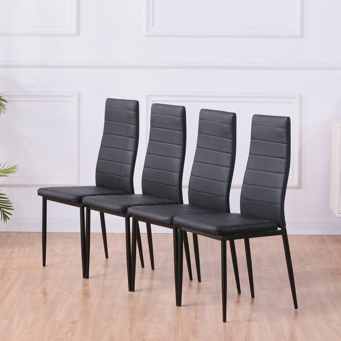 Set of 4 Leather Dining Chairs with Padded Seat Foot Cap Protection,Modern High Back Upholstered Chair with Steel Frame,Easy for Assemble,Ergonomic Curved Back for Dining Kitchen Living Room