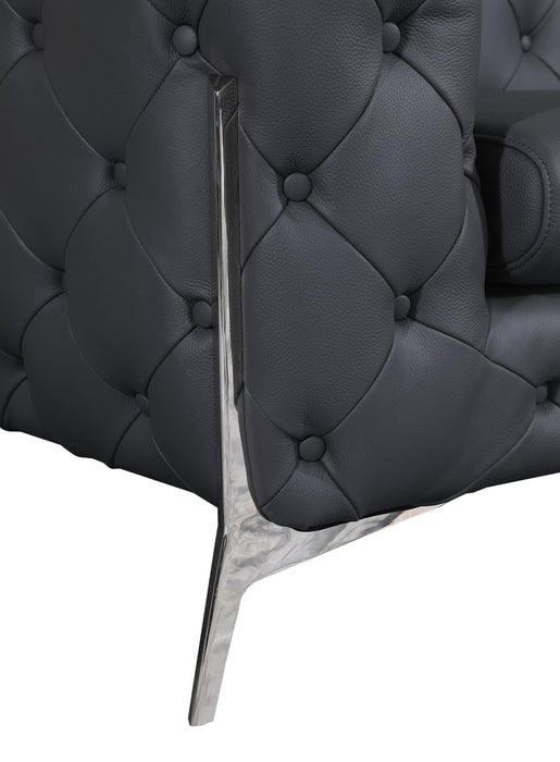 Global United Transitional 100% Top Grain Italian Leather Upholstered Sofa